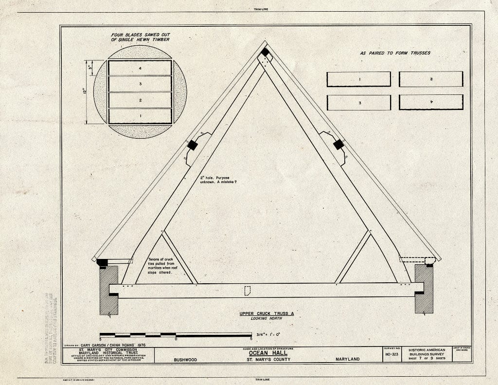 Blueprint HABS MD,19-BUWO,1- (Sheet 7 of 9) - Ocean Hall, Bushwood, St. Mary's County, MD