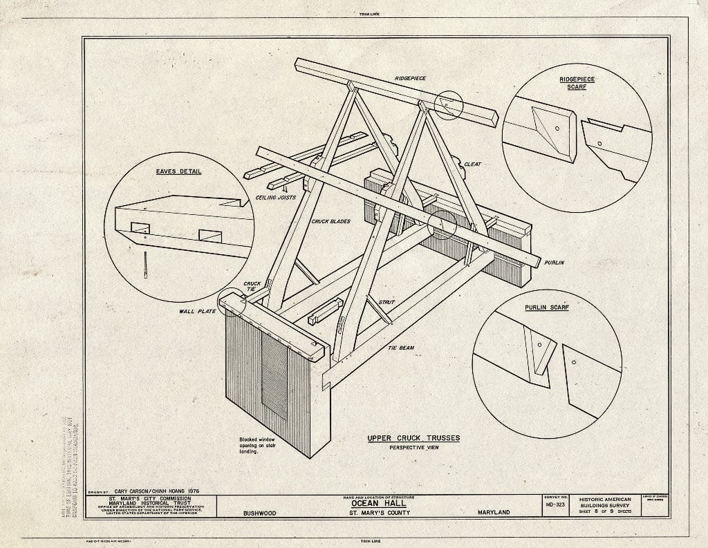 Blueprint HABS MD,19-BUWO,1- (Sheet 8 of 9) - Ocean Hall, Bushwood, St. Mary's County, MD