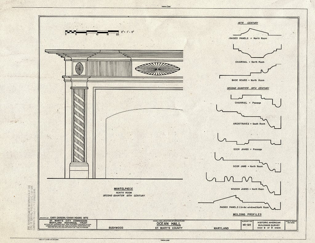 Blueprint HABS MD,19-BUWO,1- (Sheet 9 of 9) - Ocean Hall, Bushwood, St. Mary's County, MD