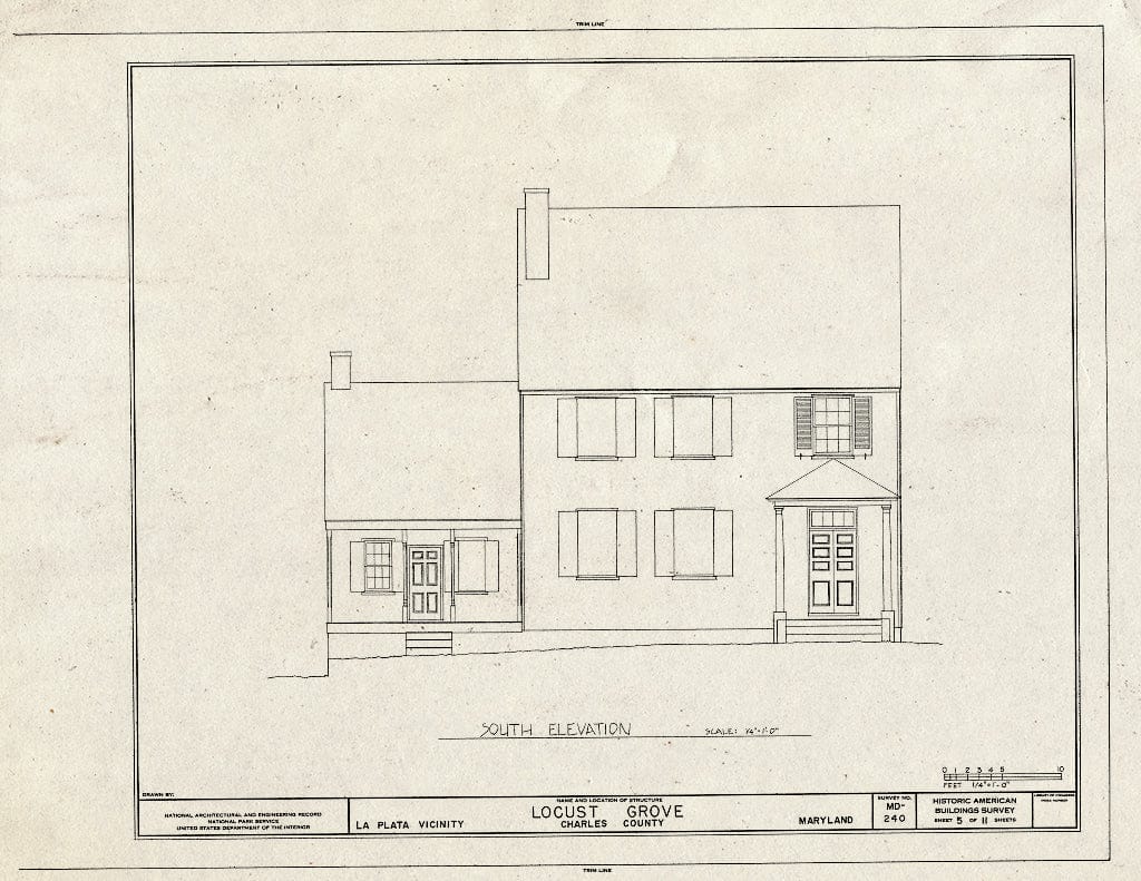 Blueprint HABS MD,9-LAPLA.V,2- (Sheet 5 of 11) - Locust Grove, La Plata, Charles County, MD