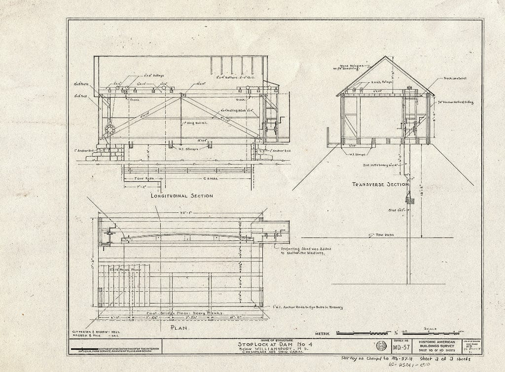 Blueprint HABS MD,22-WILPO.V,1- (Sheet 2 of 2) - Chesapeake & Ohio Canal, Stop Lock at Dam 4, Dam 4 Road, Williamsport, Washington County, MD