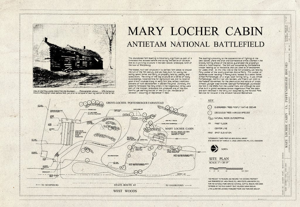 Blueprint HABS MD,22-Anti.V,2- (Sheet 1 of 5) - Mary Locher Cabin, Route 65 (Hagerstown Pike), Sharpsburg, Washington County, MD