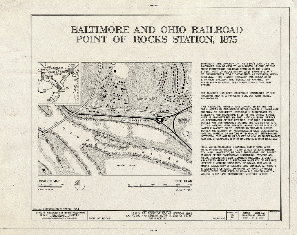 Blueprint HAER MD,11-PORO,1- (Sheet 1 of 8) - Baltimore & Ohio Railroad, Point of Rocks Station, Near State Route 28, Point of Rocks, Frederick County, MD