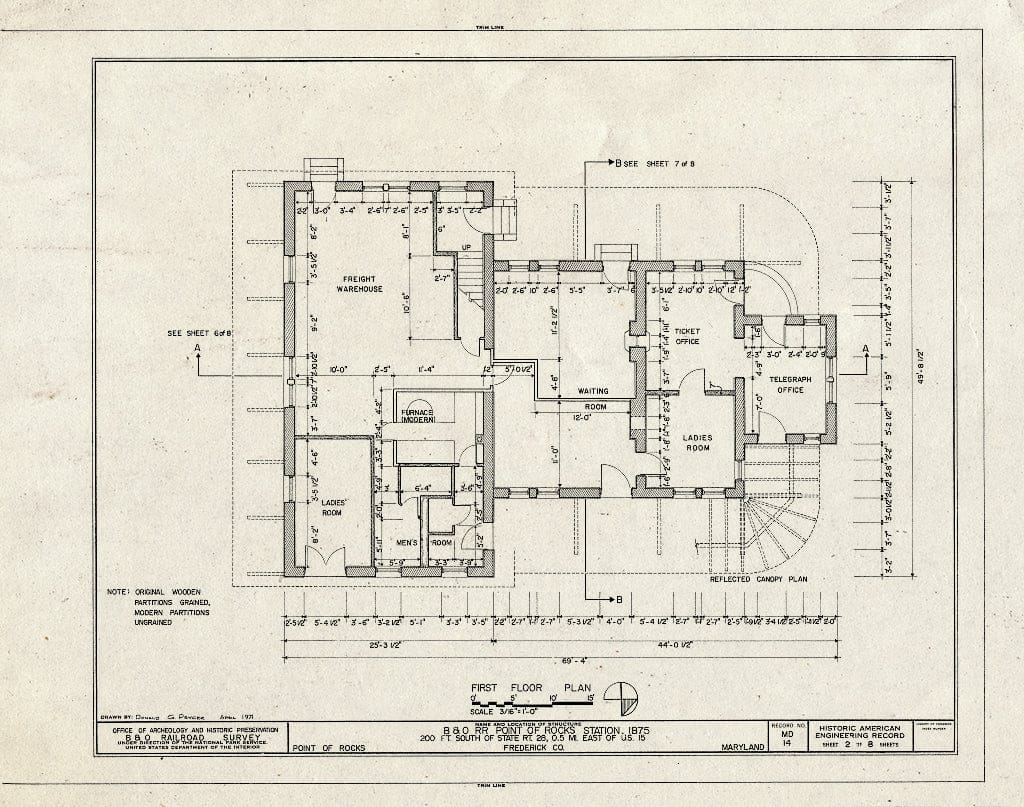 Blueprint HAER MD,11-PORO,1- (Sheet 2 of 8) - Baltimore & Ohio Railroad, Point of Rocks Station, Near State Route 28, Point of Rocks, Frederick County, MD
