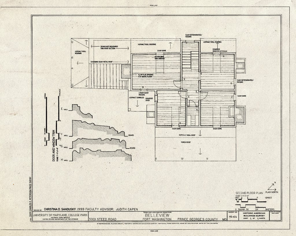 Blueprint Second Floor Plan - Belleview, 3201 Steed Road, Fort Washington, Prince George's County, MD