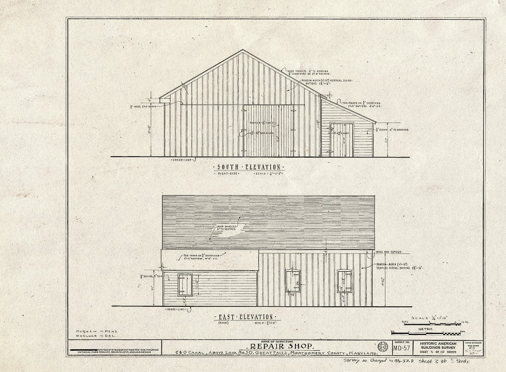 Blueprint HABS MD,16-,25- (Sheet 3 of 3) - Chesapeake & Ohio Canal, Repair Shop at Lock 20, Great Falls, Montgomery County, MD