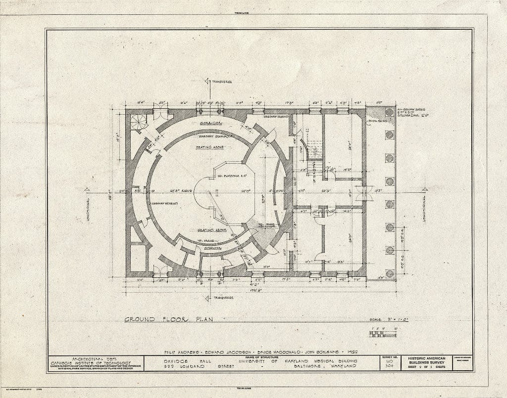 Blueprint HABS MD,4-BALT,59- (Sheet 2 of 11) - University of Maryland, Medical Building, Greene & Lombard Streets, Baltimore, Independent City, MD