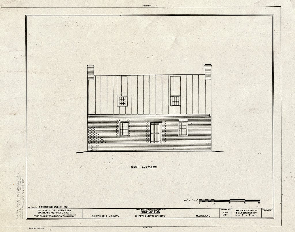 Blueprint HABS MD,18-CHUHI.V,2- (Sheet 2 of 3) - Bishopton, Church Hill, Queen Anne's County, MD