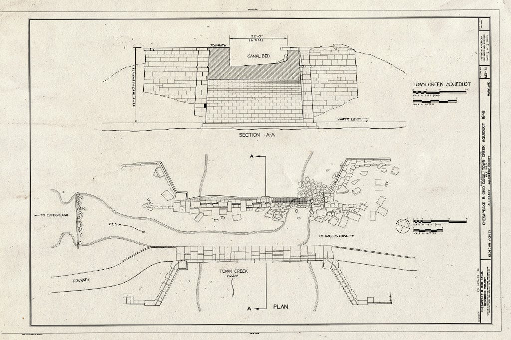 Blueprint HAER MD,1-OLDTO.V,1- (Sheet 2 of 2) - Chesapeake & Ohio Canal, Town Creek Aqueduct, Mile 162.3, Oldtown, Allegany County, MD