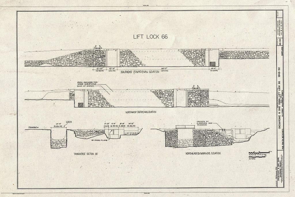 Blueprint HAER MD,1-PAW.V,1C- (Sheet 2 of 2) - Chesapeake & Ohio Canal, Lift Lock No. 66, State Route 51, Town Creek, Allegany County, MD