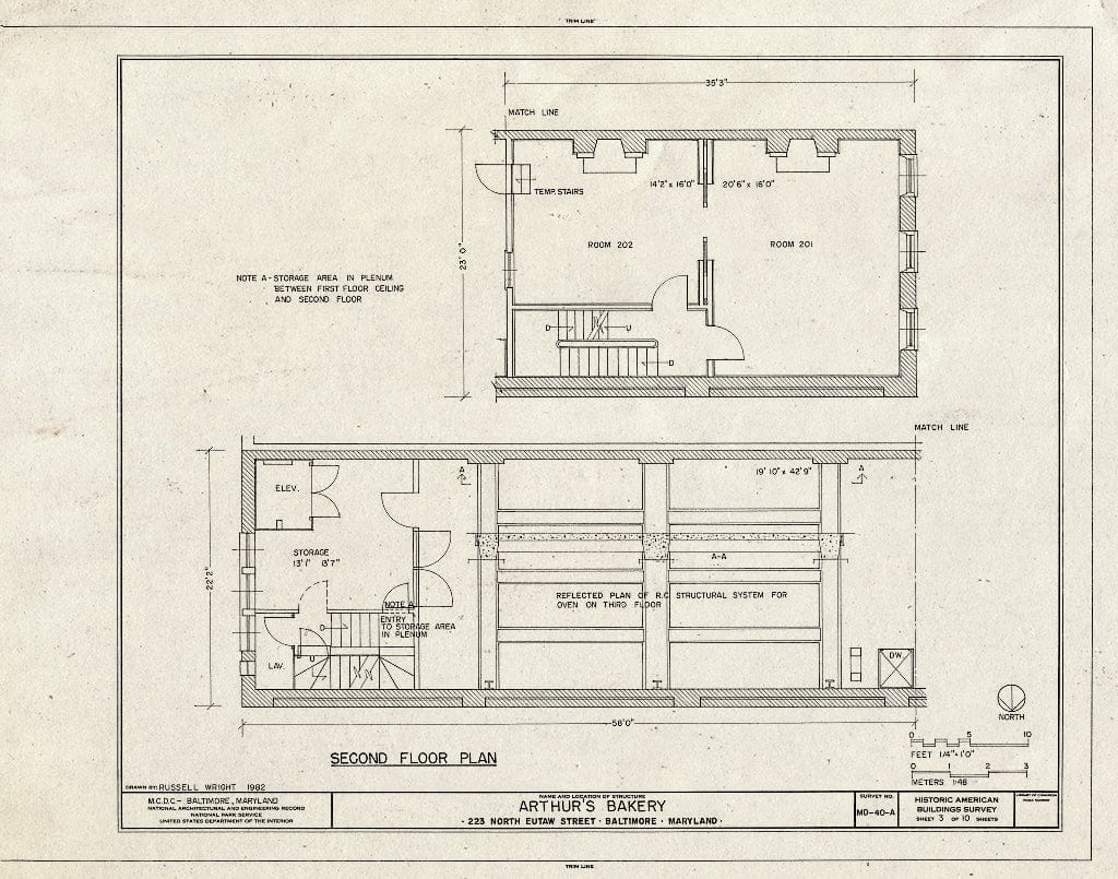 Blueprint HABS MD,4-BALT,171A- (Sheet 3 of 10) - North Eutaw Street, Arthur's Bakery, 223 North Eutaw Street, Baltimore, Independent City, MD