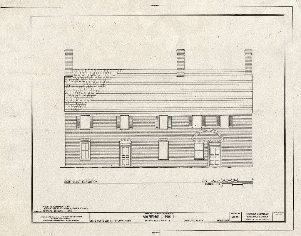 Blueprint HABS MD,9-BRYRO.V,1- (Sheet 4 of 6) - Marshall Hall, State Route 227 at Potomac River, Bryans Road, Charles County, MD