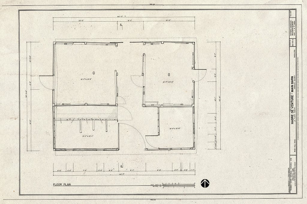 Blueprint HABS MD,9-Porto.V,3A- (Sheet 1 of 5) - Habre de Venture, Main Barn, Rose Hill Road, La Plata, Charles County, MD
