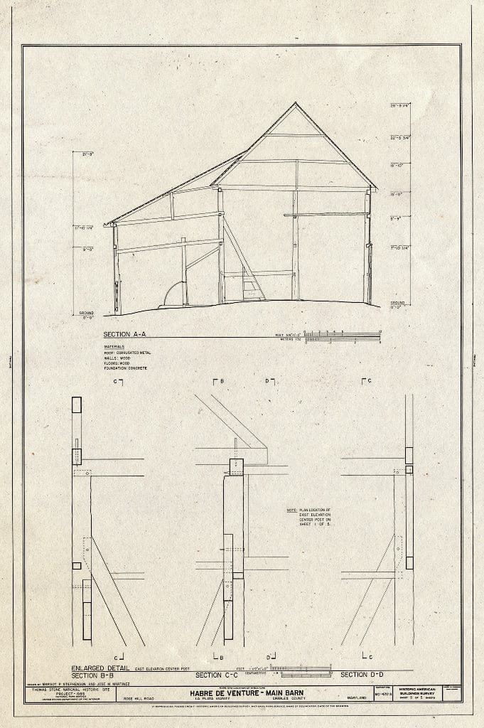 Blueprint HABS MD,9-Porto.V,3A- (Sheet 5 of 5) - Habre de Venture, Main Barn, Rose Hill Road, La Plata, Charles County, MD