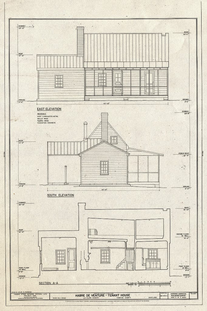 Blueprint HABS MD,9-Porto.V,3C- (Sheet 2 of 2) - Habre de Venture, Tenant House, Rose Hill Road, La Plata, Charles County, MD