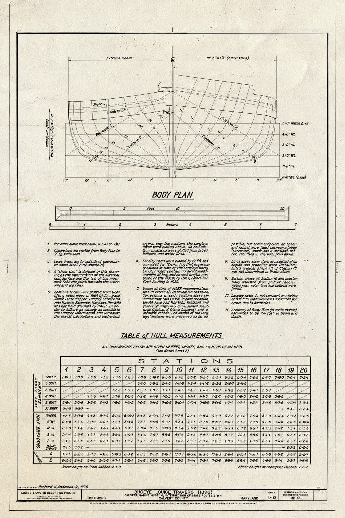 Blueprint HAER MD,5-SOLOM,1- (Sheet 4 of 13) - Bugeye Louise Travers, Intersection of Routes 2 & 4, Solomons, Calvert County, MD