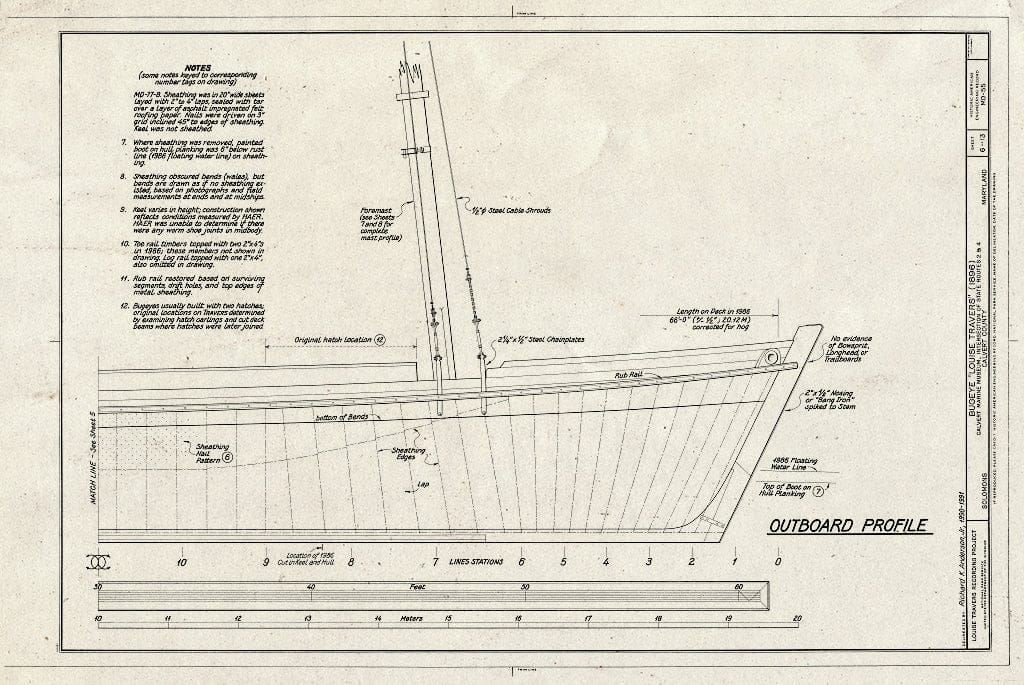 Blueprint HAER MD,5-SOLOM,1- (Sheet 6 of 13) - Bugeye Louise Travers, Intersection of Routes 2 & 4, Solomons, Calvert County, MD