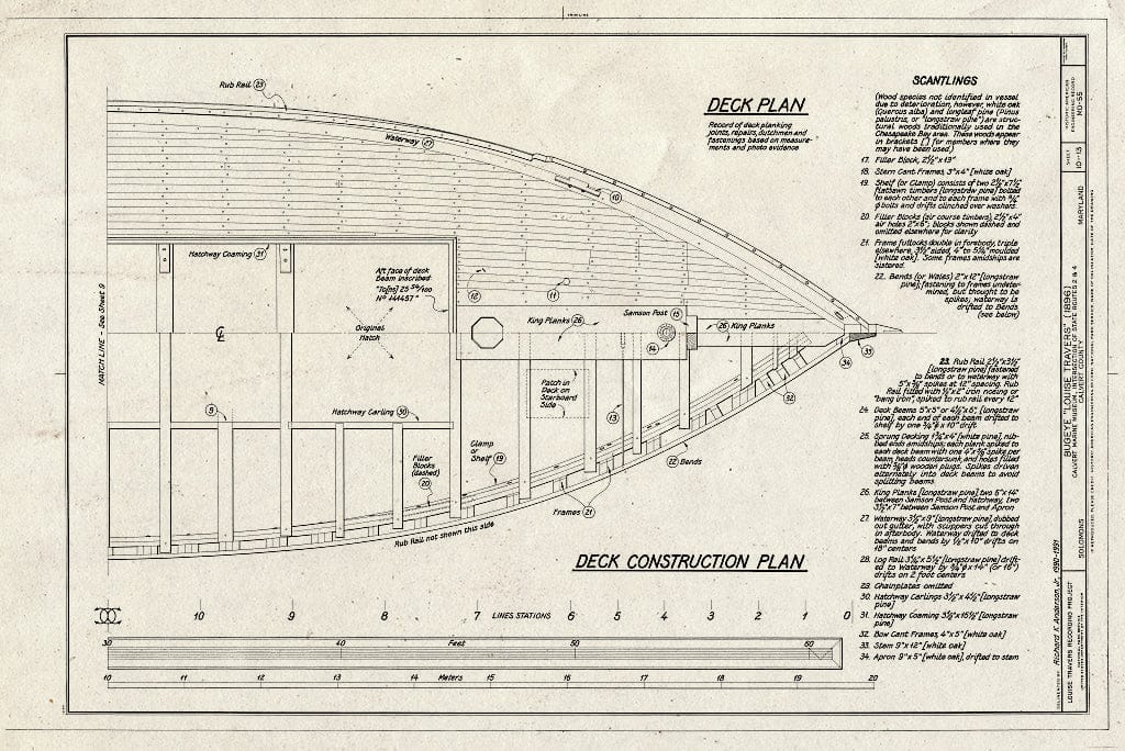 Blueprint HAER MD,5-SOLOM,1- (Sheet 10 of 13) - Bugeye Louise Travers, Intersection of Routes 2 & 4, Solomons, Calvert County, MD