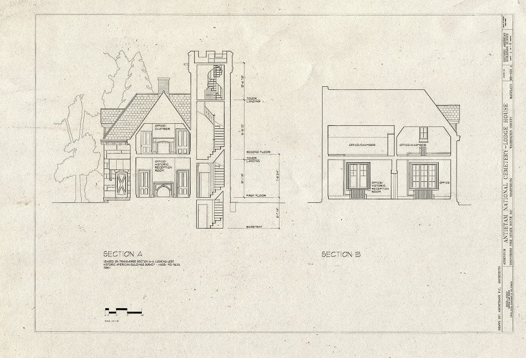 Blueprint HABS MD,22-Sharp,1A- (Sheet 1 of 3) - Antietam National Cemetery, Lodge House, Shepherdstown Pike (State Route 34), Sharpsburg, Washington County, MD