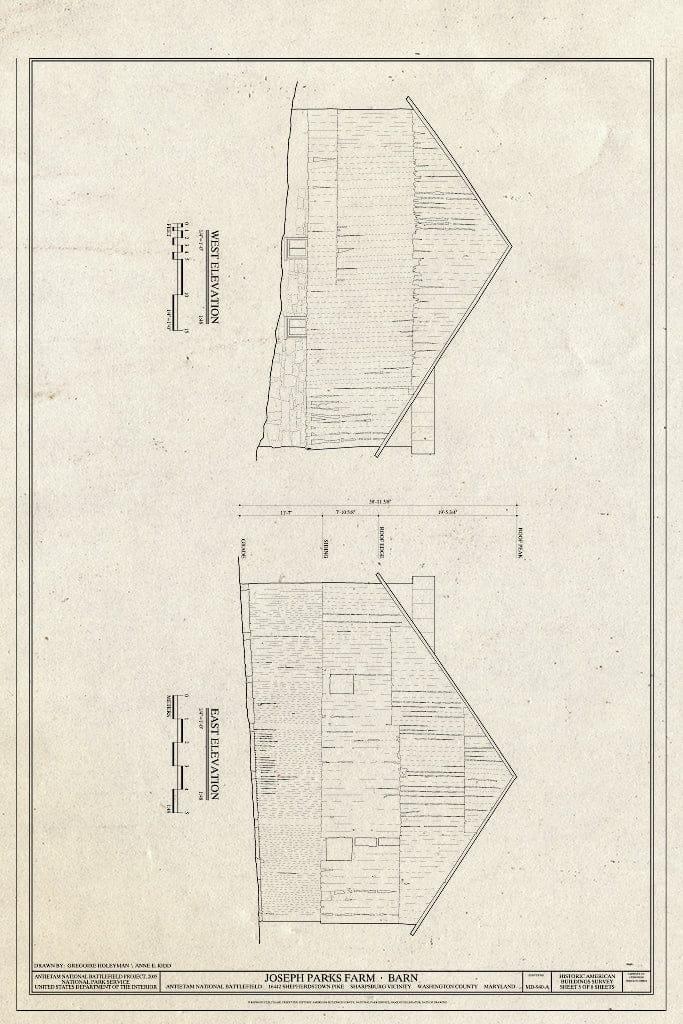 Blueprint HABS MD,22-Sharp.V,11-A- (Sheet 5 of 8) - Joseph Parks Farm, Barn, Sharpsburg, Washington County, MD