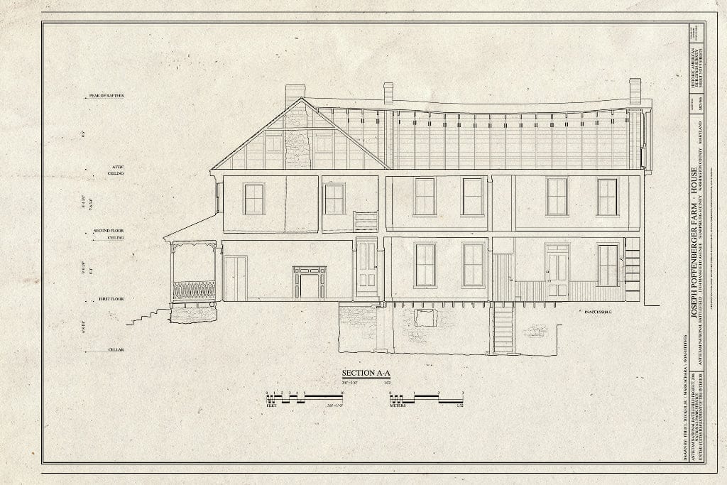 Blueprint Section a-a - Joseph Poffenberger Farm, House, 17834 Mansfield Avenue, Sharpsburg, Washington County, MD