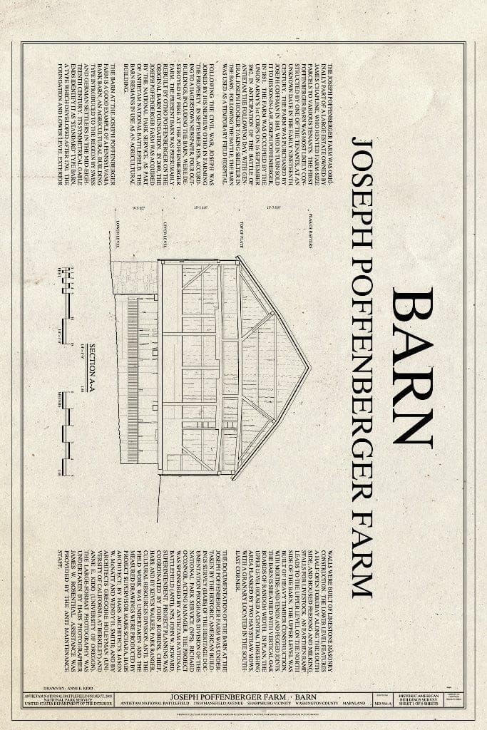 Blueprint HABS MD,22-Sharp.V,19-A- (Sheet 1 of 8) - Joseph Poffenberger Farm, Barn, 17834 Mansfield Avenue, Sharpsburg, Washington County, MD