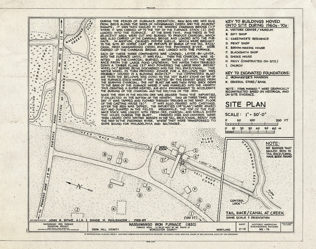 Blueprint HAER MD,24-SNOHI.V,2- (Sheet 2 of 12) - Nassawango Iron Furnace, Furnace Road, 1.2 Miles west of Maryland Route 12, Snow Hill, Worcester County, MD