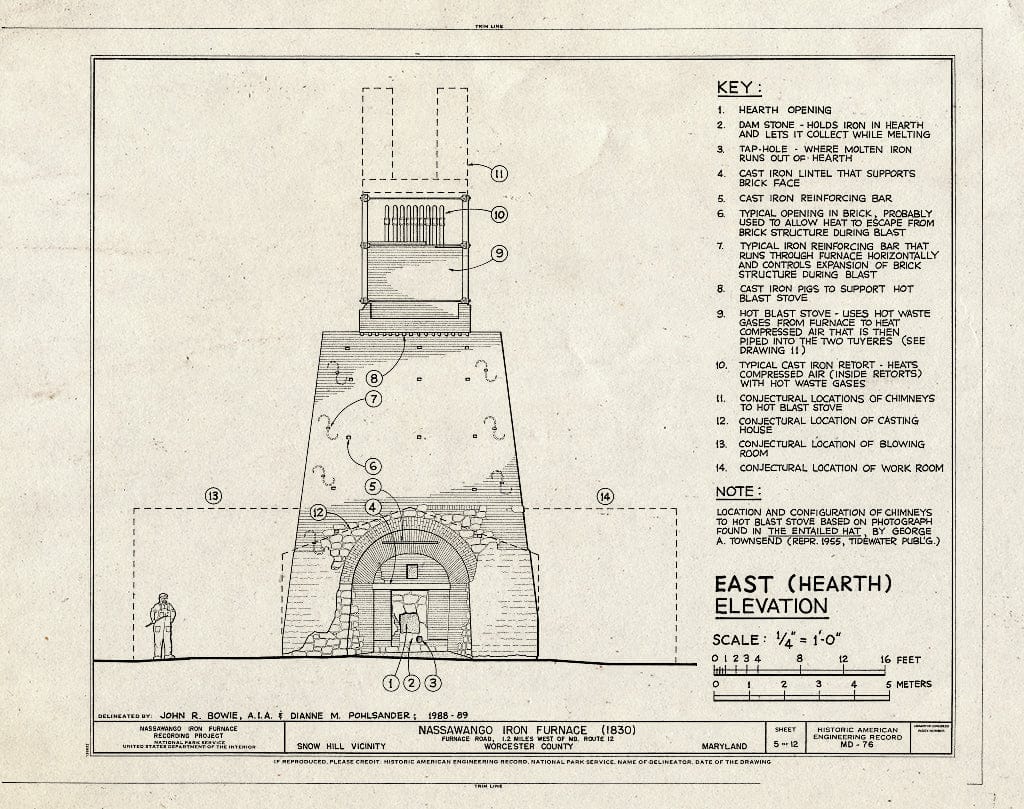 Blueprint HAER MD,24-SNOHI.V,2- (Sheet 5 of 12) - Nassawango Iron Furnace, Furnace Road, 1.2 Miles west of Maryland Route 12, Snow Hill, Worcester County, MD