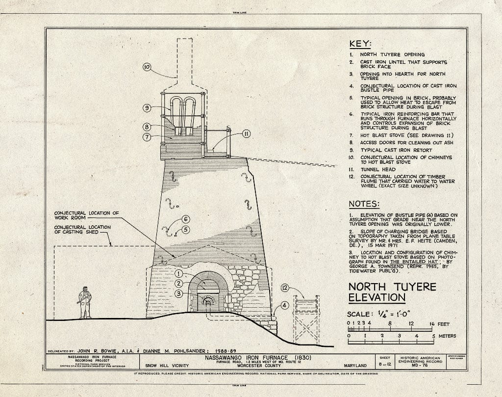 Blueprint HAER MD,24-SNOHI.V,2- (Sheet 8 of 12) - Nassawango Iron Furnace, Furnace Road, 1.2 Miles west of Maryland Route 12, Snow Hill, Worcester County, MD