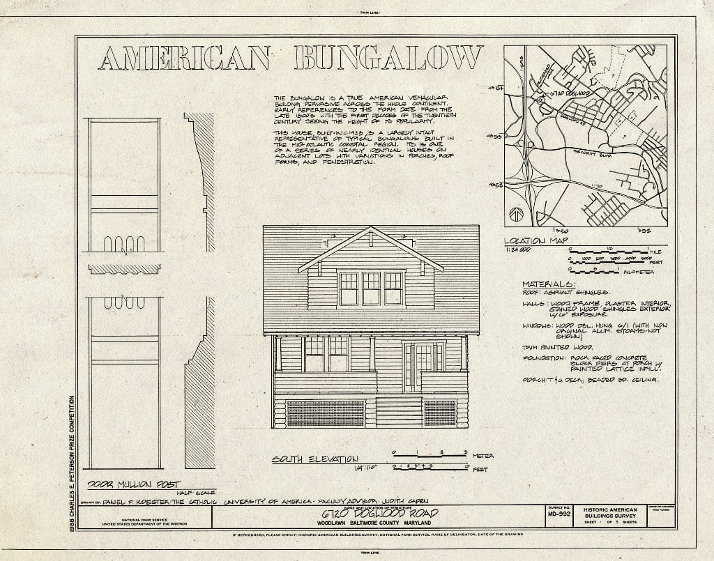 Blueprint HABS MD,3-WOLA,1- (Sheet 1 of 3) - 6720 Dogwood Road (House), 6720 Dogwood Road, Woodlawn, Baltimore County, MD