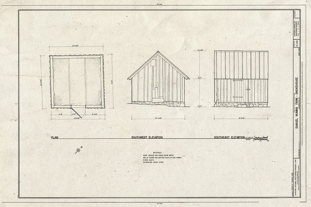 Blueprint HABS MD,22-Sharp.V,30-D- (Sheet 1 of 1) - Mumma Farm, Smokehouse, Smoketown Road, Sharpsburg, Washington County, MD