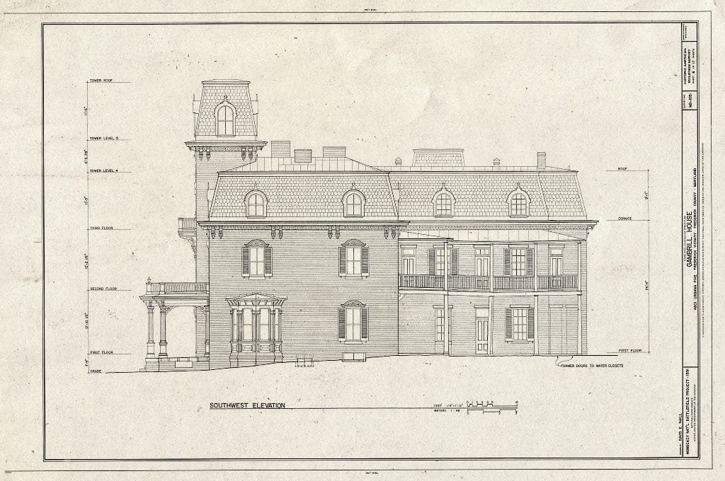 Blueprint HABS MD,11-FRED.V,18- (Sheet 8 of 17) - Gambrill House, Urbana Park, Frederick, Frederick County, MD