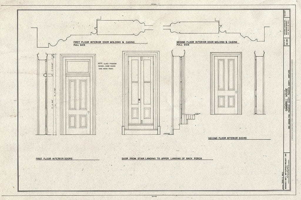 Blueprint HABS MD,11-FRED.V,18- (Sheet 14 of 17) - Gambrill House, Urbana Park, Frederick, Frederick County, MD