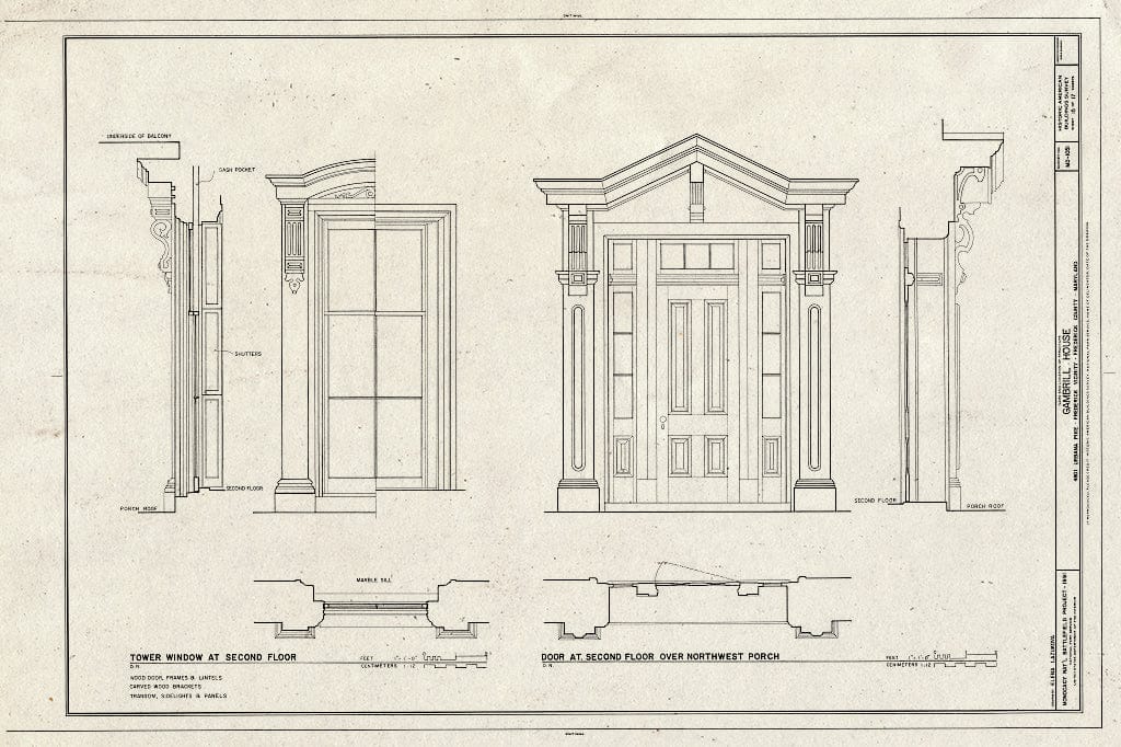 Blueprint HABS MD,11-FRED.V,18- (Sheet 15 of 17) - Gambrill House, Urbana Park, Frederick, Frederick County, MD