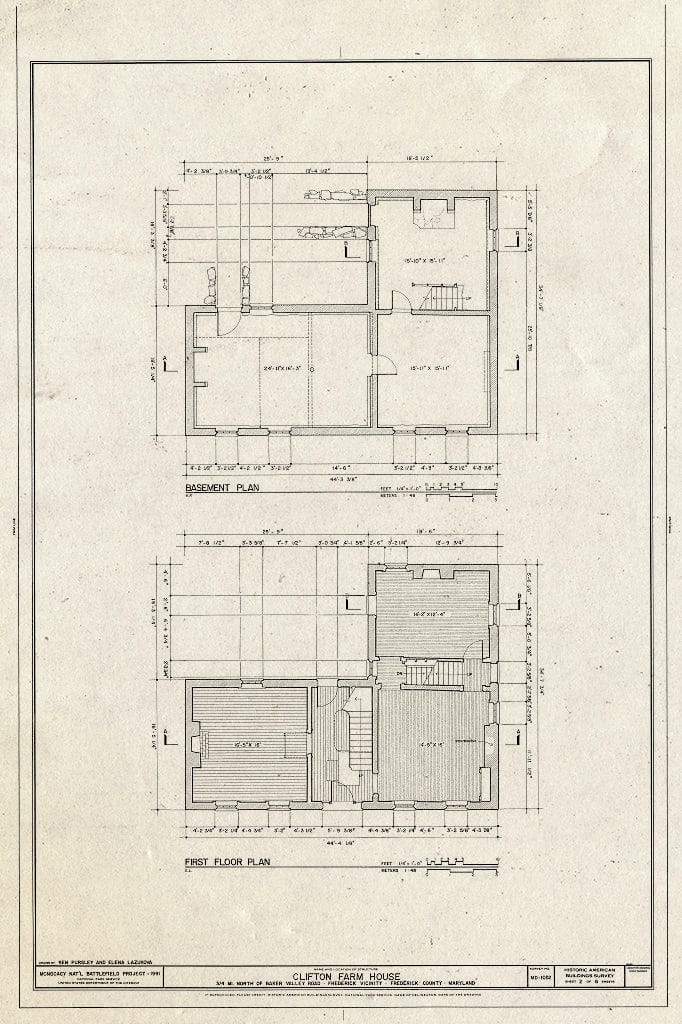Blueprint HABS MD,11-FRED.V,17- (Sheet 2 of 6) - Clifton Farm, Off Baker Road, Frederick, Frederick County, MD