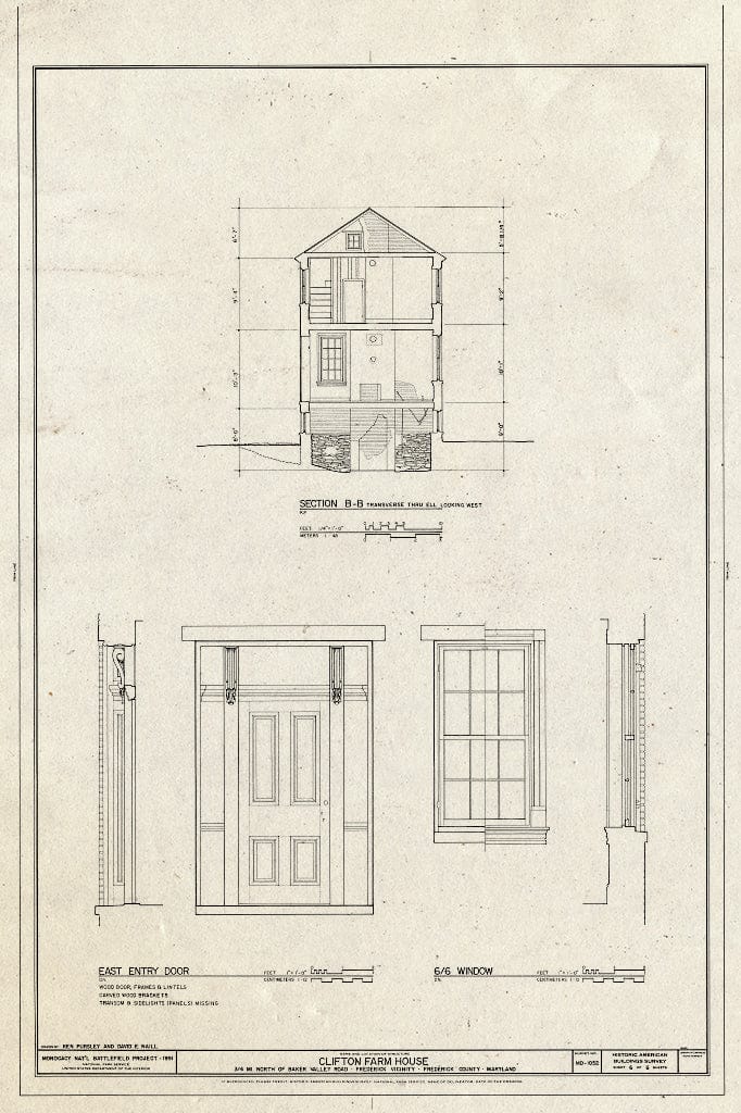Blueprint HABS MD,11-FRED.V,17- (Sheet 6 of 6) - Clifton Farm, Off Baker Road, Frederick, Frederick County, MD
