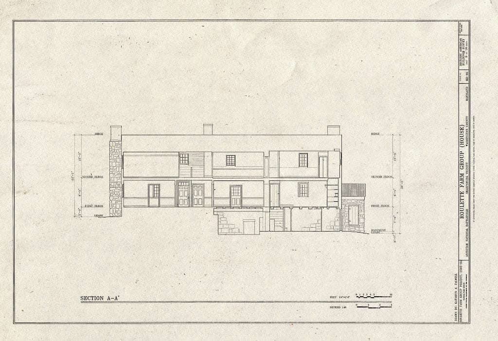 Blueprint HABS MD,22-Anti.V,1- (Sheet 9 of 10) - Roulette Farm, House, Sharpsburg, Washington County, MD