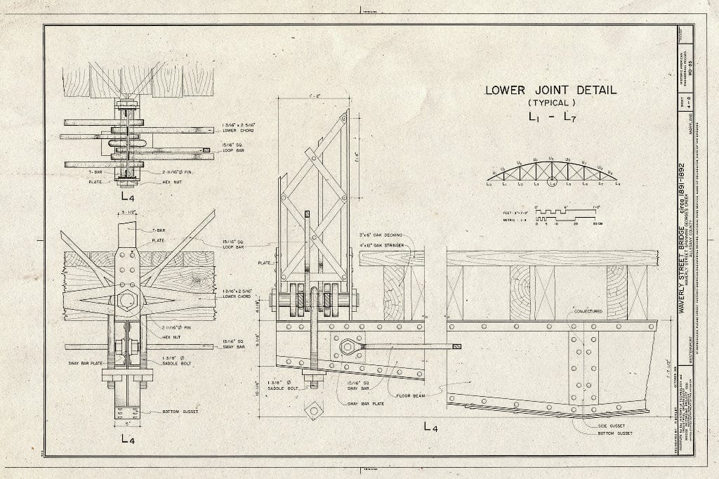 Blueprint HAER MD,1-WESPO,1- (Sheet 4 of 8) - Waverly Street Bridge, Spanning George's Creek, Westernport, MD, Westernport, Allegany County, MD
