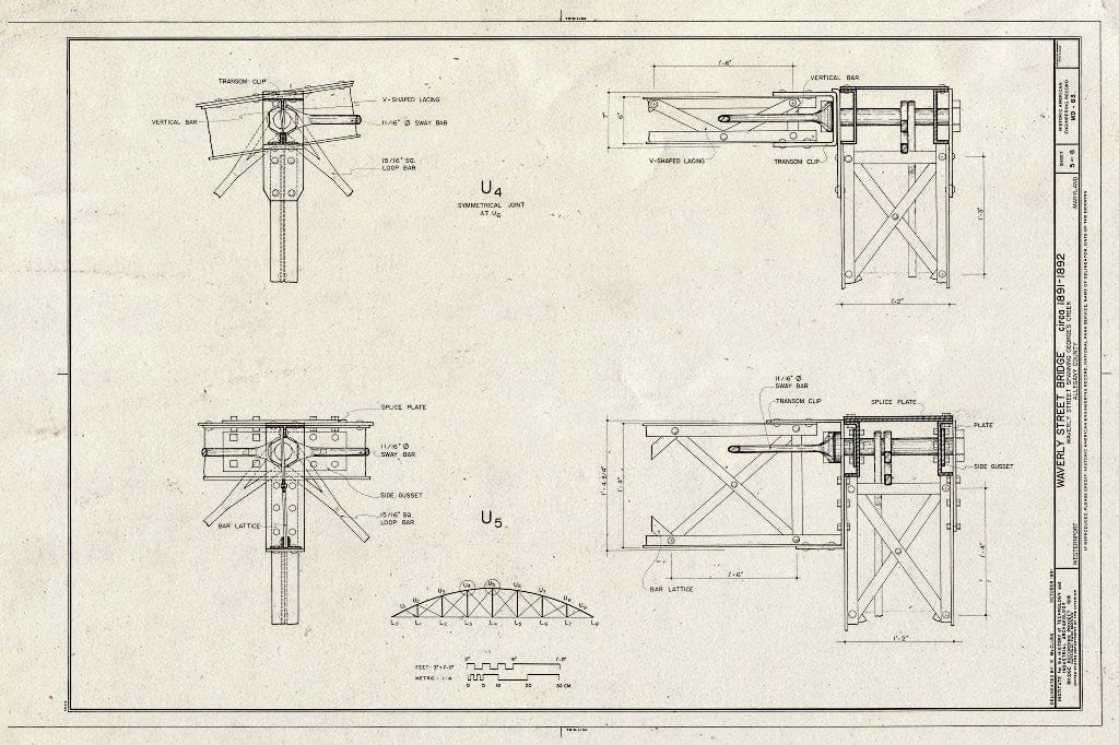 Blueprint HAER MD,1-WESPO,1- (Sheet 5 of 8) - Waverly Street Bridge, Spanning George's Creek, Westernport, MD, Westernport, Allegany County, MD