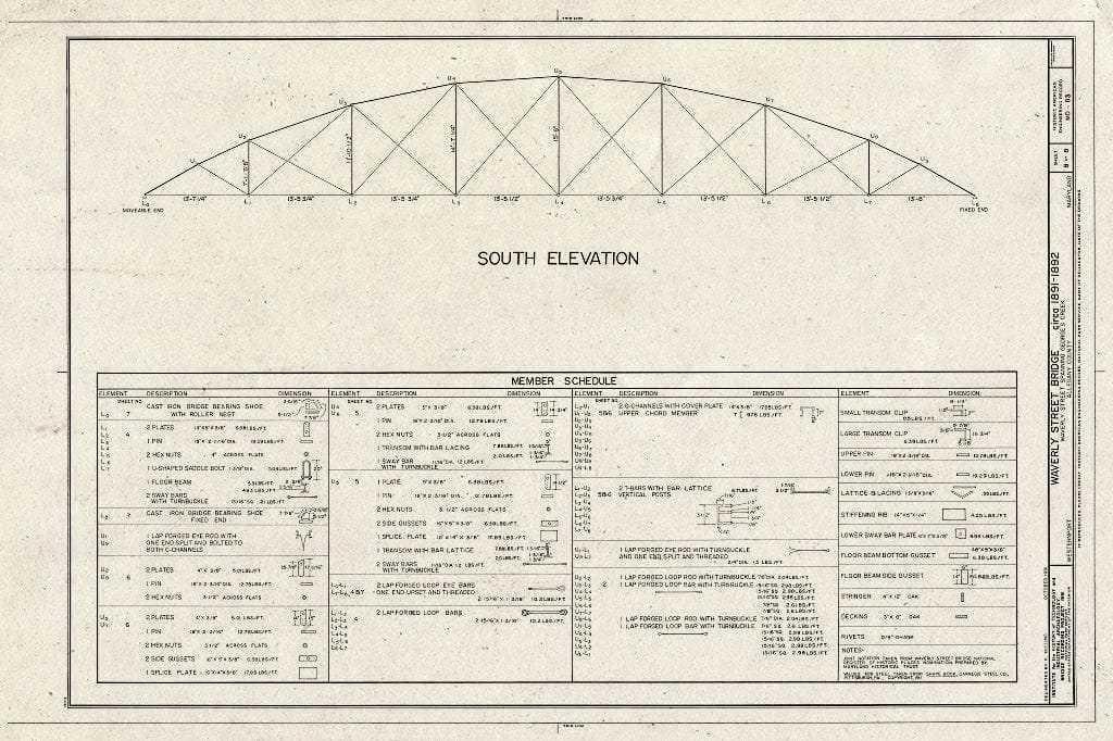 Blueprint HAER MD,1-WESPO,1- (Sheet 8 of 8) - Waverly Street Bridge, Spanning George's Creek, Westernport, MD, Westernport, Allegany County, MD
