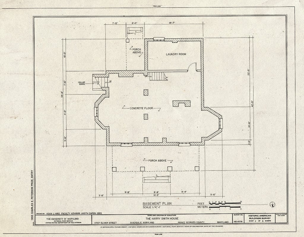 Blueprint HABS MD,17-RIV,2- (Sheet 2 of 9) - Harry Smith House, 4707 Oliver Street, Riverdale Park, Prince George's County, MD