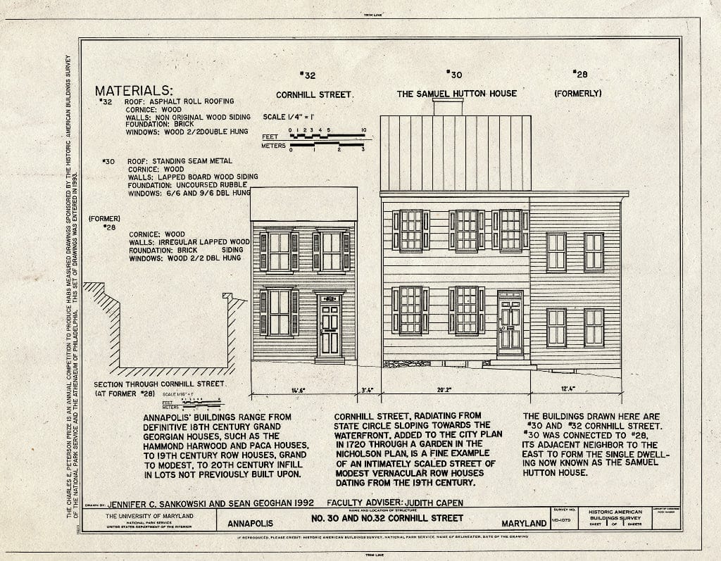 Blueprint HABS MD,2-Anna,68- (Sheet 1 of 1) - 30-32 Cornhill Street, 30-32 Cornhill Street, Annapolis, Anne Arundel County, MD