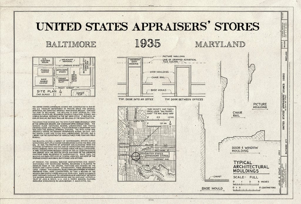 Blueprint HABS MD,4-BALT,224- (Sheet 1 of 3) - United States Appraisers' Stores, 103 South Gay Street, Baltimore, Independent City, MD