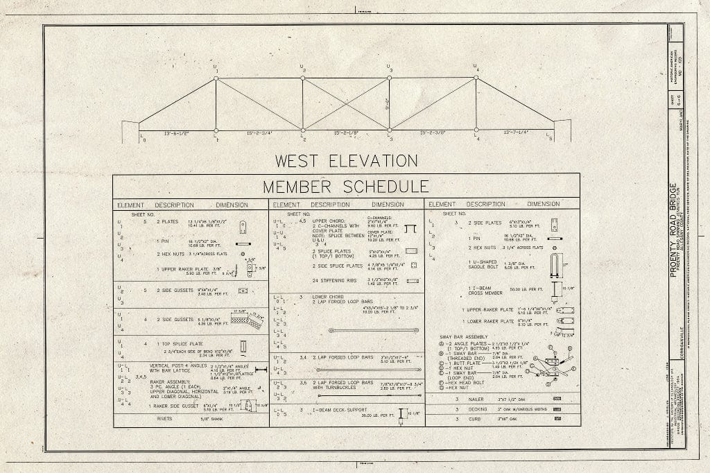 Blueprint HAER MD,1-COR,1- (Sheet 6 of 6) - Proenty Road Bridge, Spanning Jennings Run at Proenty Road, Corriganville, Allegany County, MD