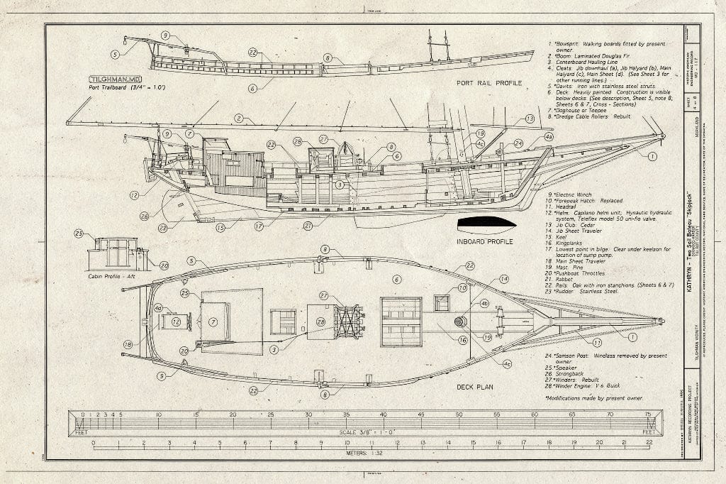 Blueprint HAER MD,21-TILG.V,1- (Sheet 4 of 8) - Kathryn-Two-sail Bateau Skipjack, Dogwood Harbor, Chesapeake Bay, Tilghman, Talbot County, MD