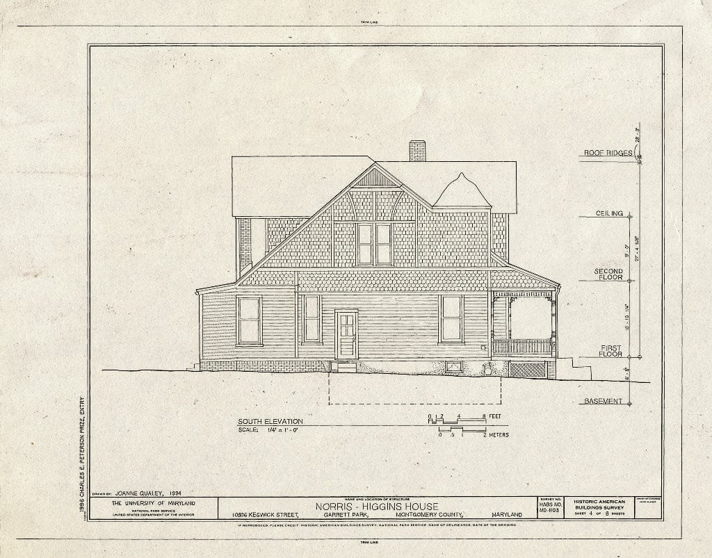 Blueprint HABS MD,16-GARPK,4- (Sheet 4 of 8) - Norris-Higgins House, 10806 Keswick Street, Garrett Park, Montgomery County, MD