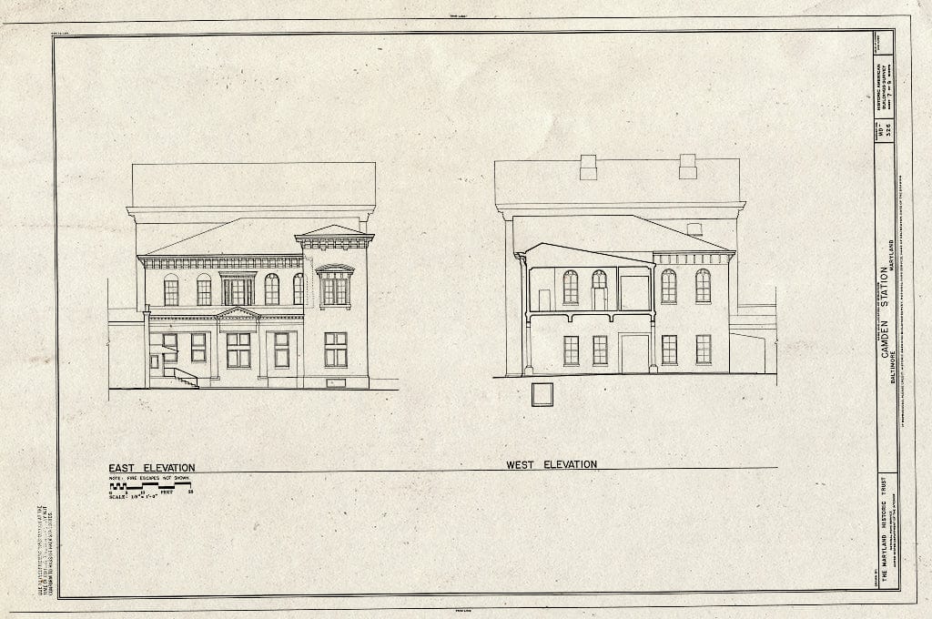 Blueprint HABS MD,4-BALT,126- (Sheet 7 of 9) - Baltimore & Ohio Railroad, Camden Station, Camden Street, Baltimore, Independent City, MD