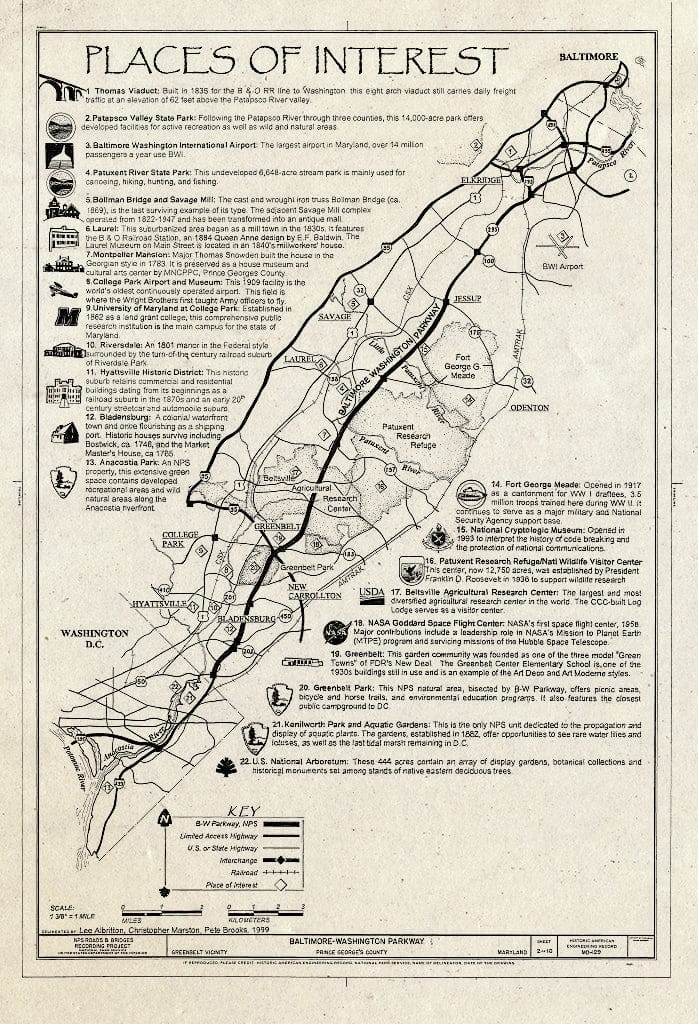 Blueprint Places of Interest Map - Baltimore-Washington Parkway, Greenbelt, Prince George's County, MD
