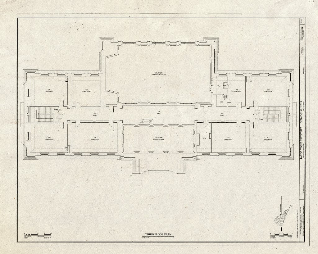 Blueprint HABS MD,8-PODEP.V,1A- (Sheet 5 of 10) - Jacob Tome Institute, Memorial Hall, Tome Road, Port Deposit, Cecil County, MD