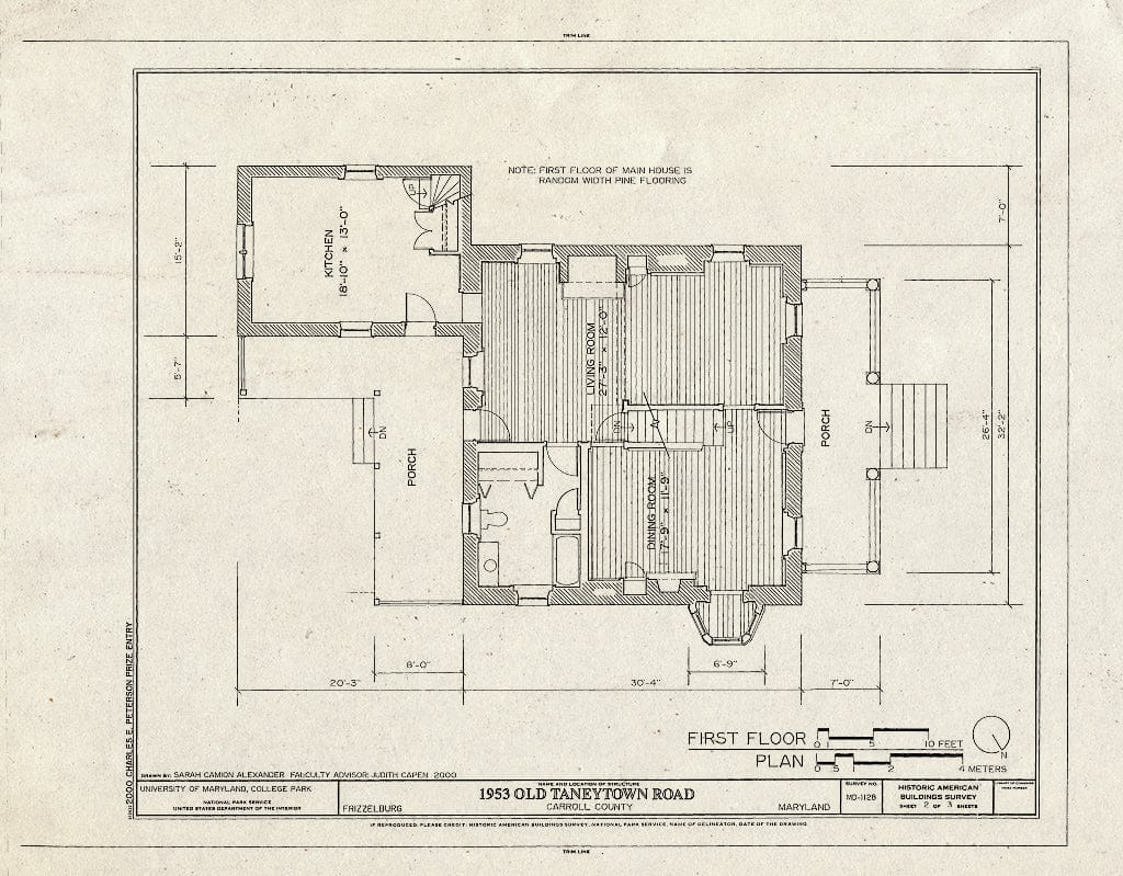 Blueprint HABS MD,7-FRZBG,1- (Sheet 2 of 3) - 1953 Old Taneytown Road (House), 1953 Old Taneytown Road, Frizzellburg, Carroll County, MD